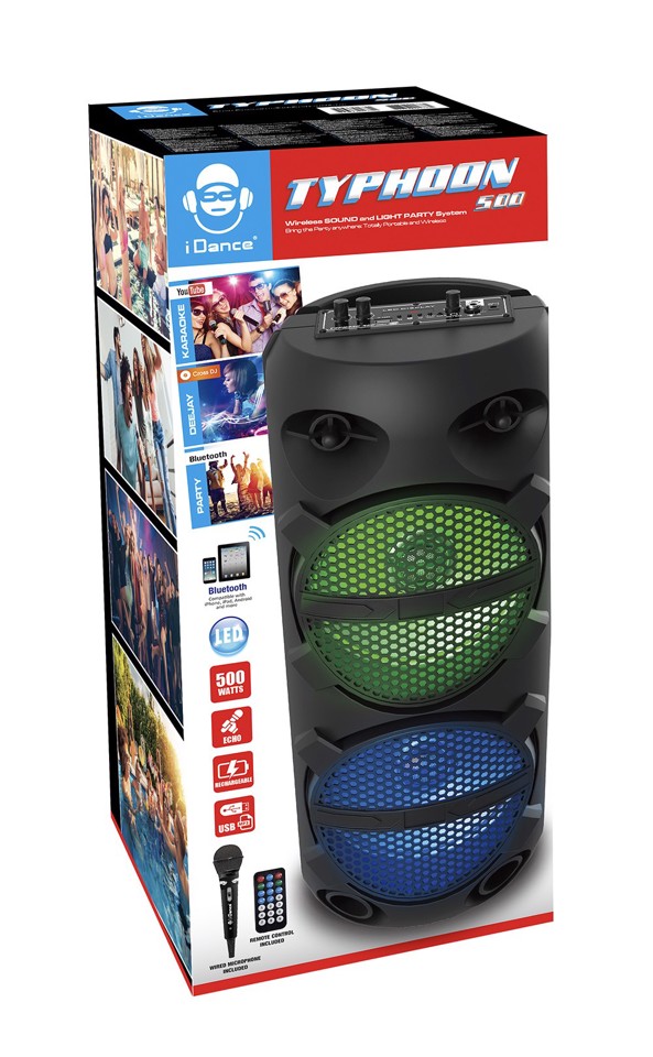 iDance Cassa Bluetooth DJ con microfono e luci da discoteca 500W Speaker Black