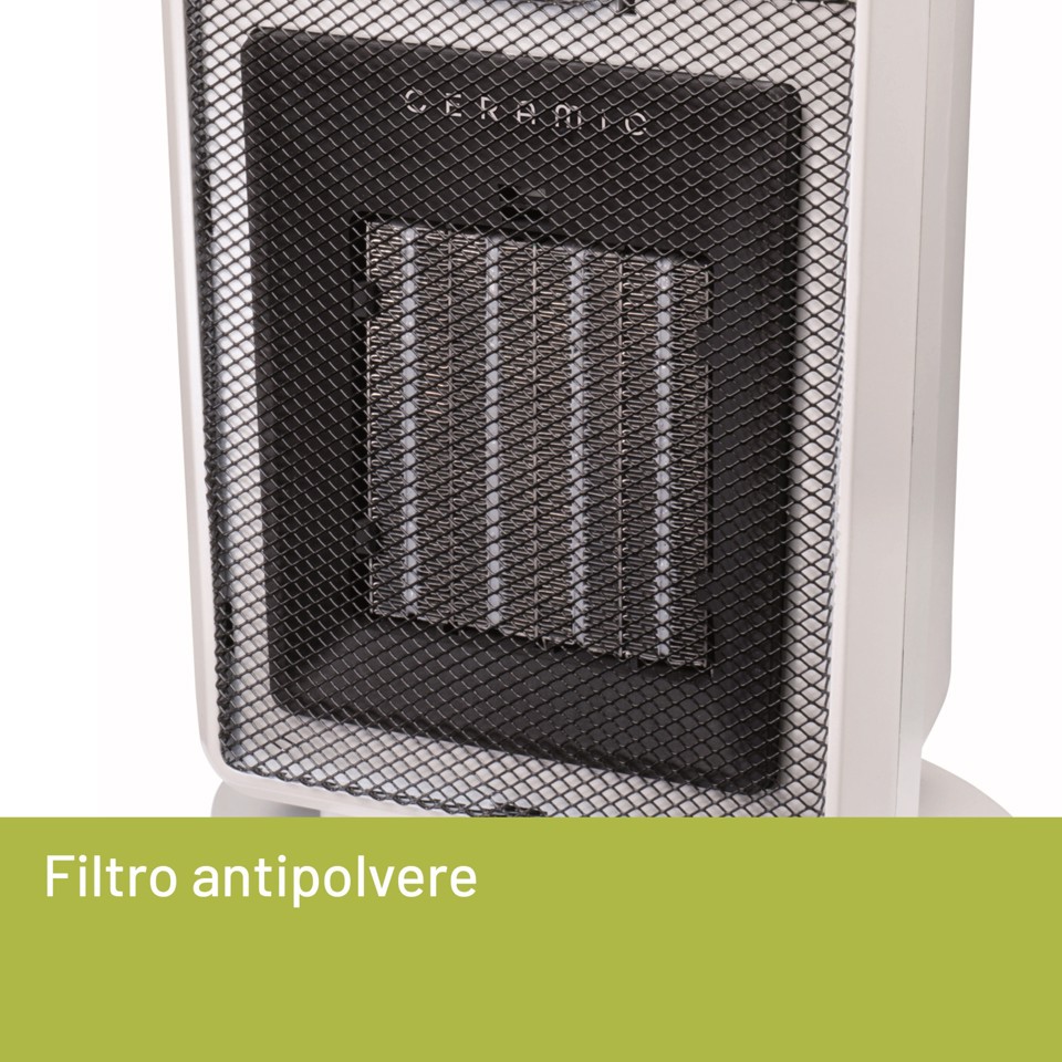 Imetec Ceramic Compact – Termoventilatore ceramico Tecnologia ceramica | Stufetta silenziosa | 3 livelli di temperatura | Termostato ambiente