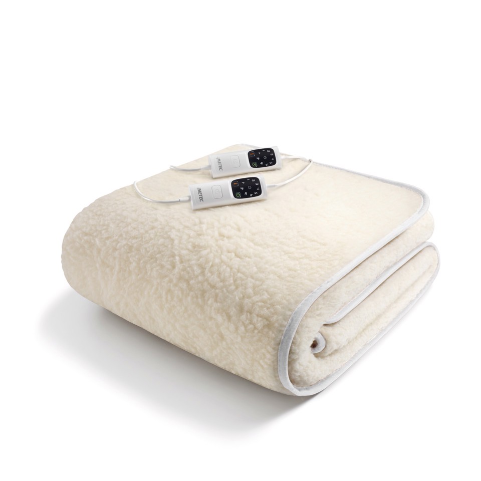 Imetec Scaldasonno Adapto 100% Lana e Merino, Matr. 150x160 cm, Riscaldamento rapido, Tecnologia Adapto, 6 temperature