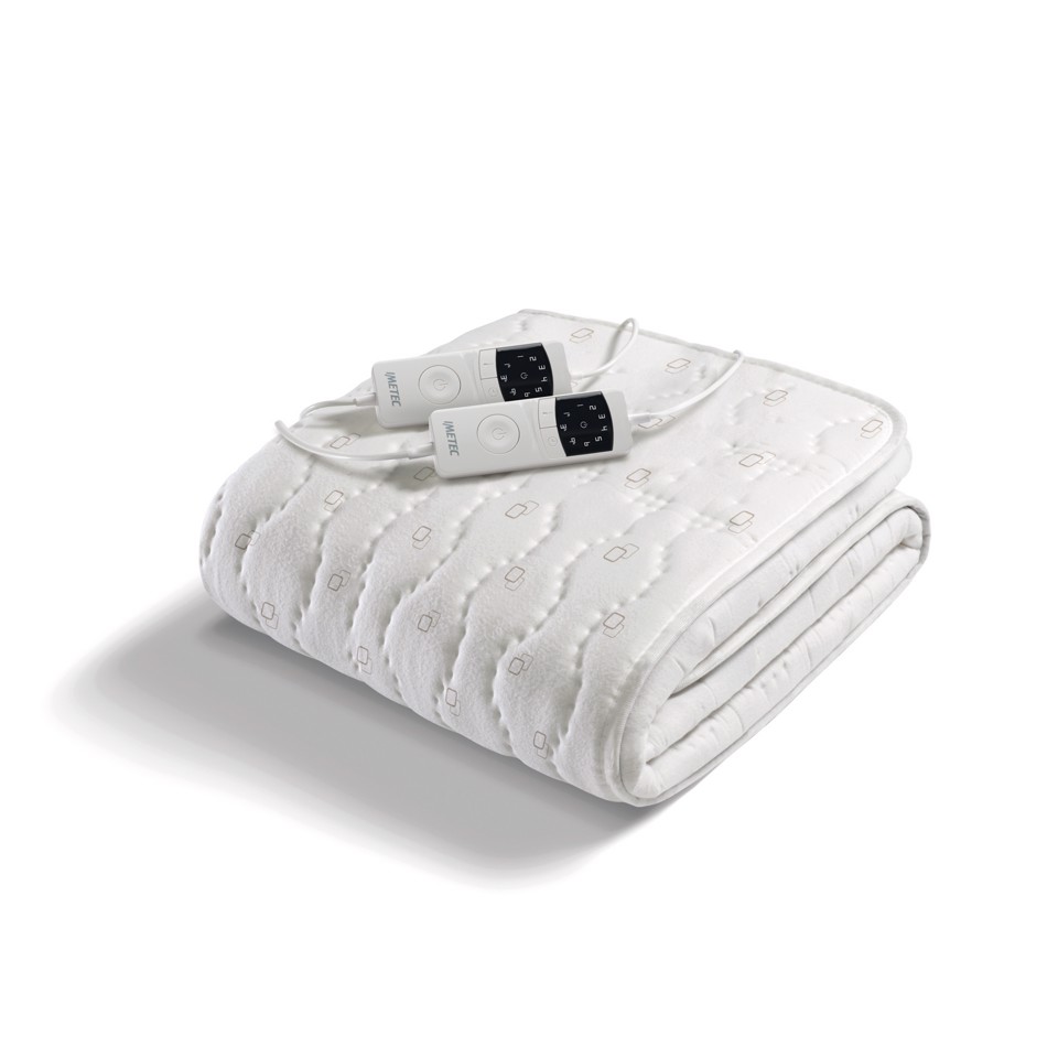 Imetec Scaldasonno Adapto Plus 100% Cotone, Matrimoniale 160x150 cm, Caldo Subito, Tecnologia Brevettata Adapto Plus, Sistema Sicurezza ElectroBlock, Bassi consumi, 6 Temperature, Autospegnimento 1, 3, 9 ore, Made in Italy
