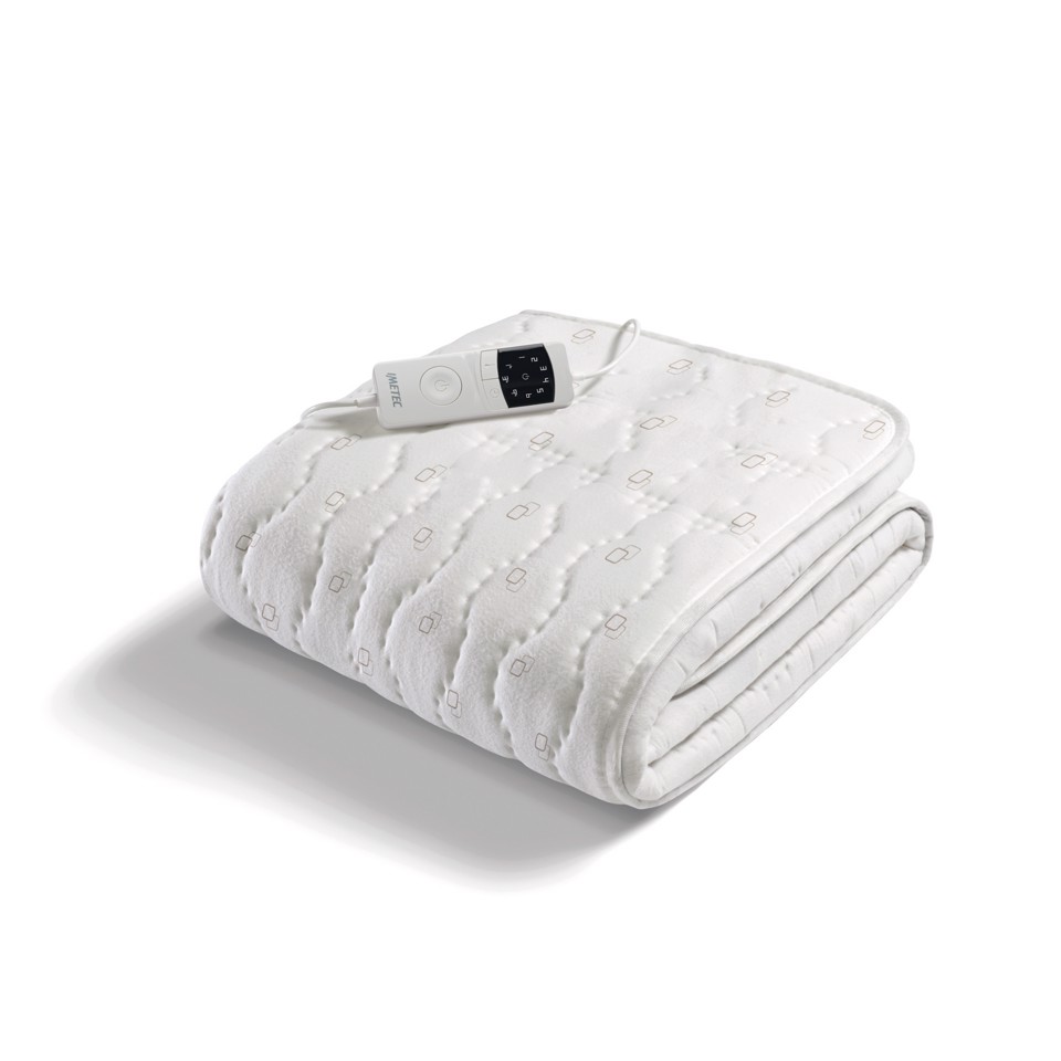 Imetec Scaldasonno Adapto Plus 100% Cotone, Singolo 80x150 cm, Caldo Subito, Tecnologia Brevettata Adapto Plus, Sistema Sicurezza ElectroBlock, Bassi consumi, 6 Temperature, Autospegnimento 1, 3, 9 ore, Made in Italy