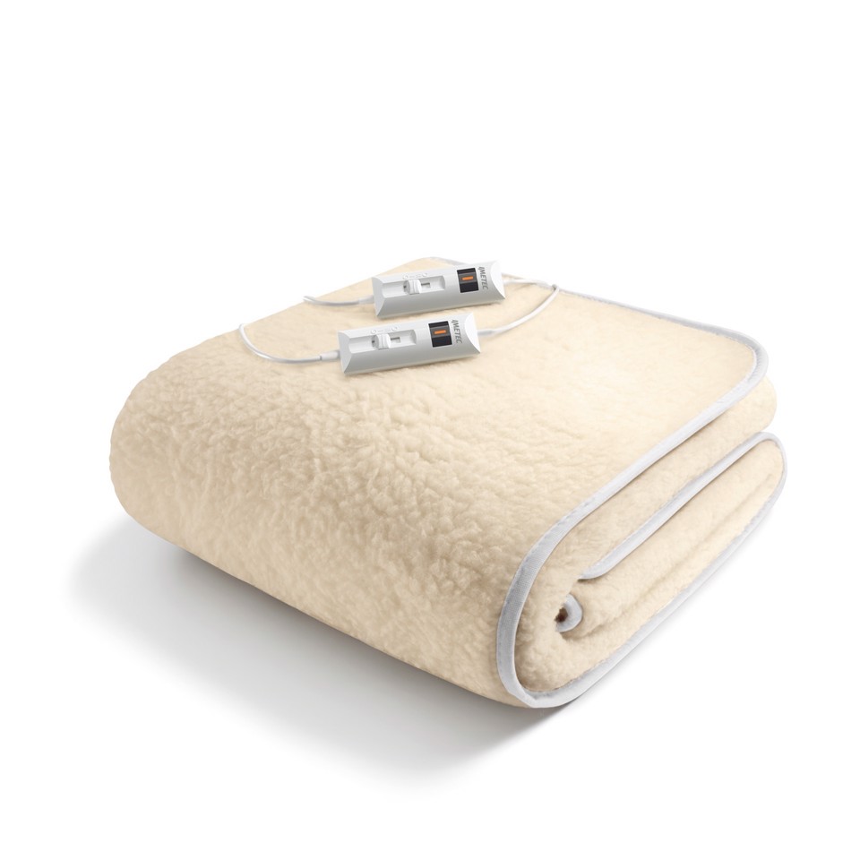 Imetec Scaldasonno Comfort Matrimoniale 160x150 cm, 50% Lana e Merino, 2 Temperature, Sistema Sicurezza ElectroBlock, Bassi Consumi, Made in Italy