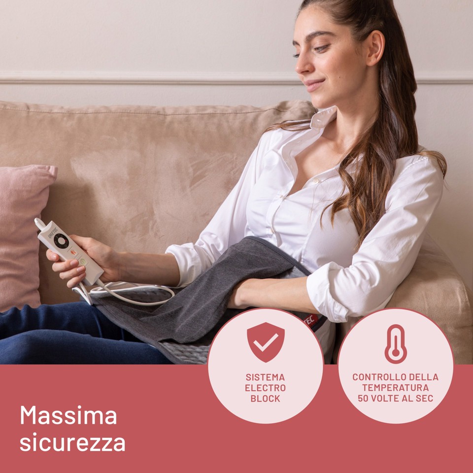 Imetec Termoforo Multiuso Intellisense Comfort, per schiena e addome, 40x35 cm, 5 temperature, Rapido riscaldamento