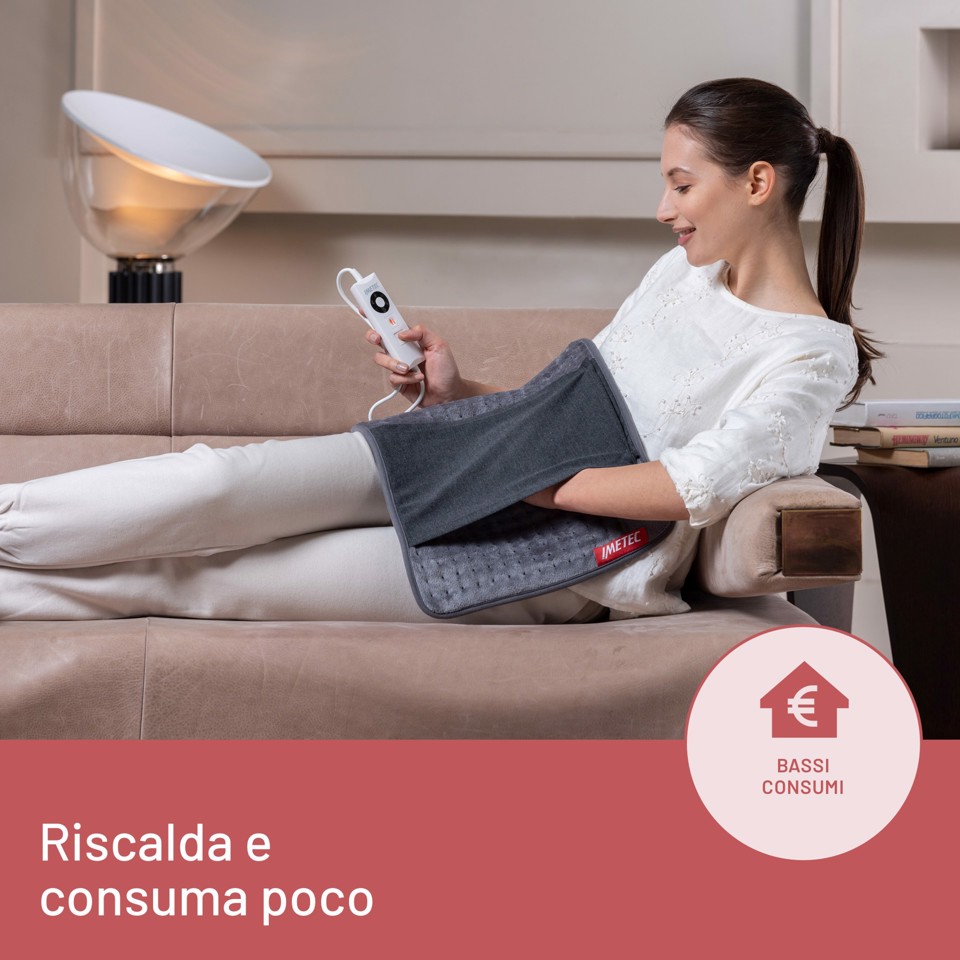 Imetec Termoforo Multiuso Intellisense Comfort, per schiena e addome, 40x35 cm, 5 temperature, Rapido riscaldamento