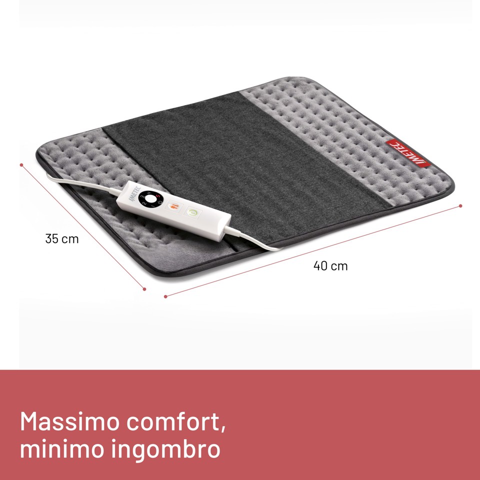 Imetec Termoforo Multiuso Intellisense Comfort, per schiena e addome, 40x35 cm, 5 temperature, Rapido riscaldamento