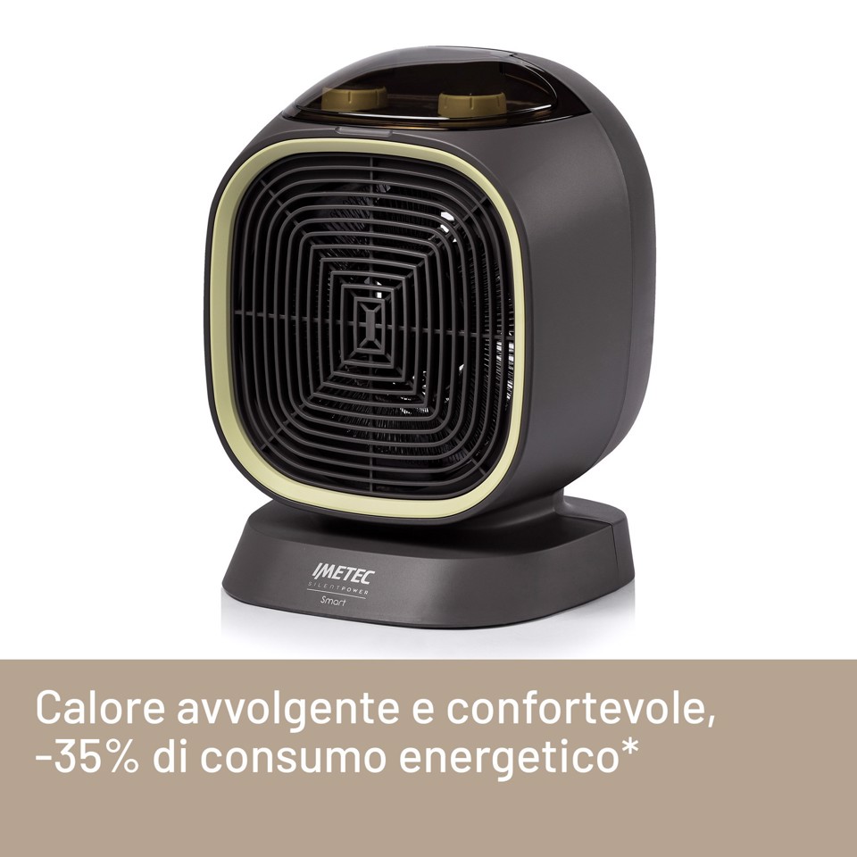 Imetec Termoventilatore Silent Power Smart, Silenzioso, 2100 W, 4 funzioni, Smart energy Function