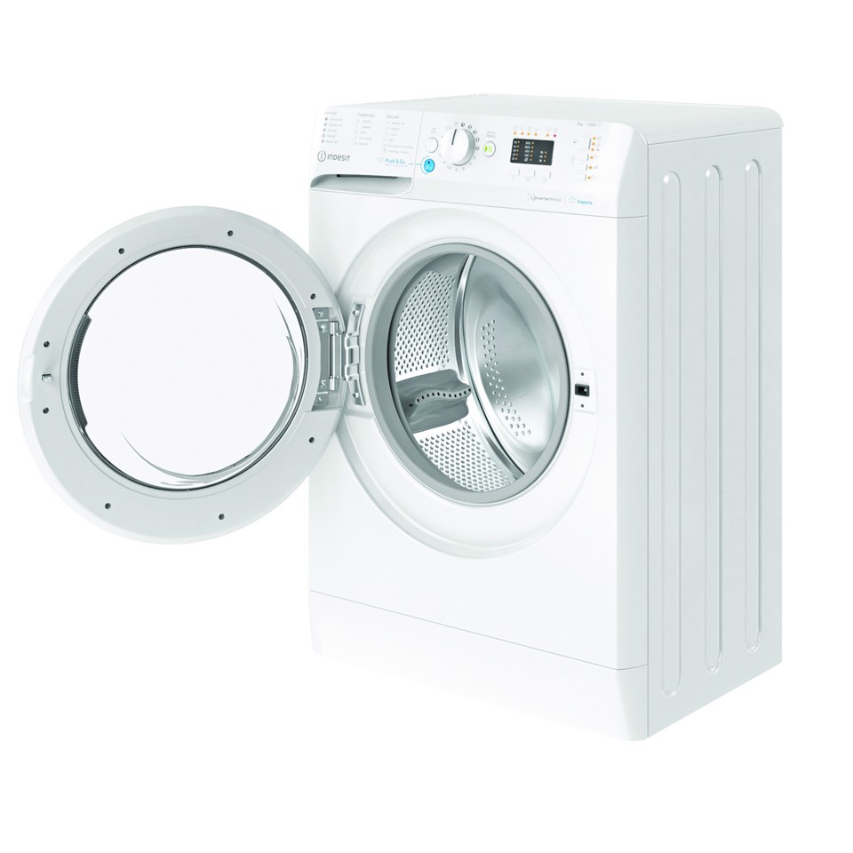 Indesit BWSA 7126X WV IT, 7kg, classe A, Bianco, Inverter, 1200 giri, Display LED, vapore, porta bianca Made in Italy