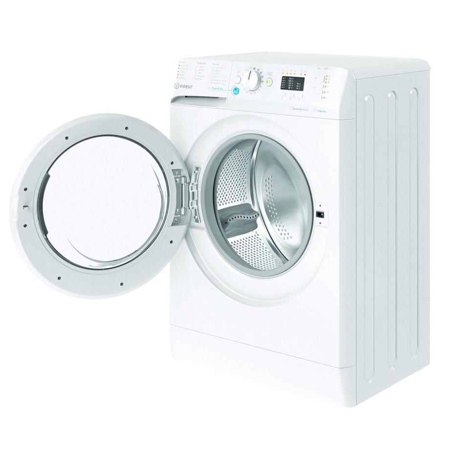 Indesit BWSA 7126X WV IT, 7kg, classe A, Bianco, Inverter, 1200 giri, Display LED, vapore, porta bianca