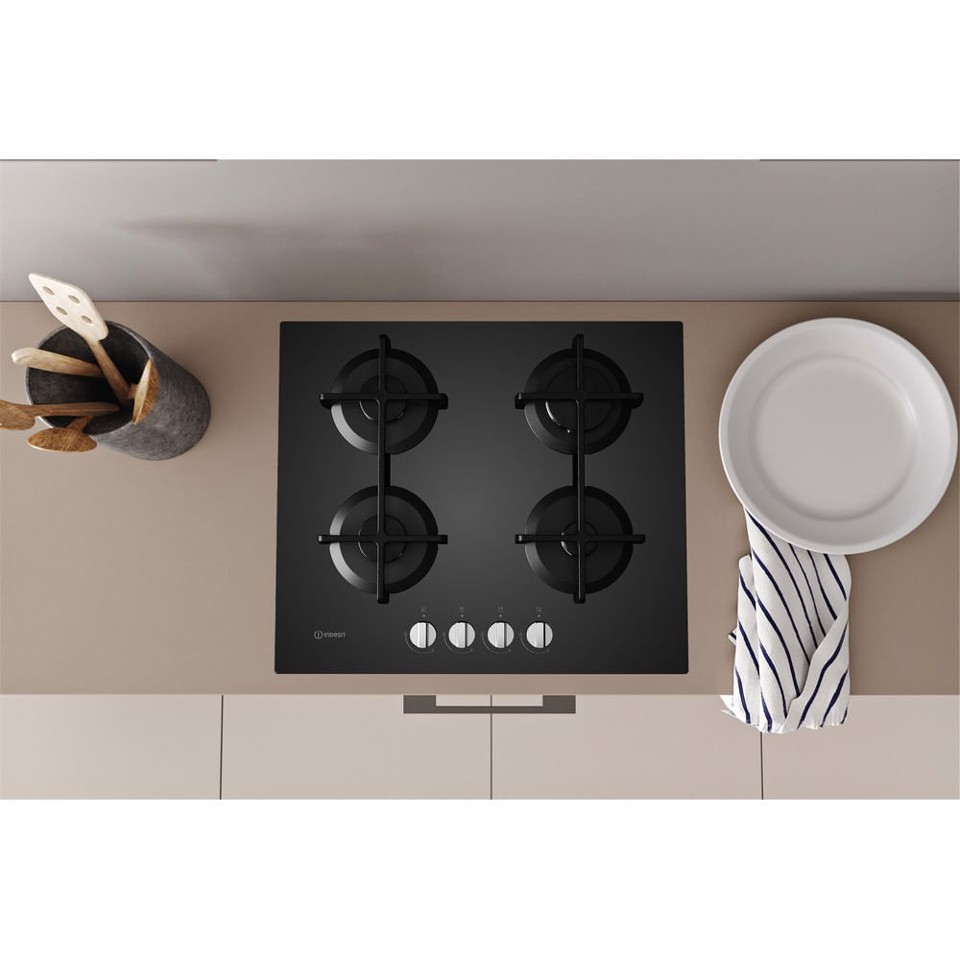 Indesit ING 61T/BK Nero Da incasso 59 cm Gas 4 Fornello(i)