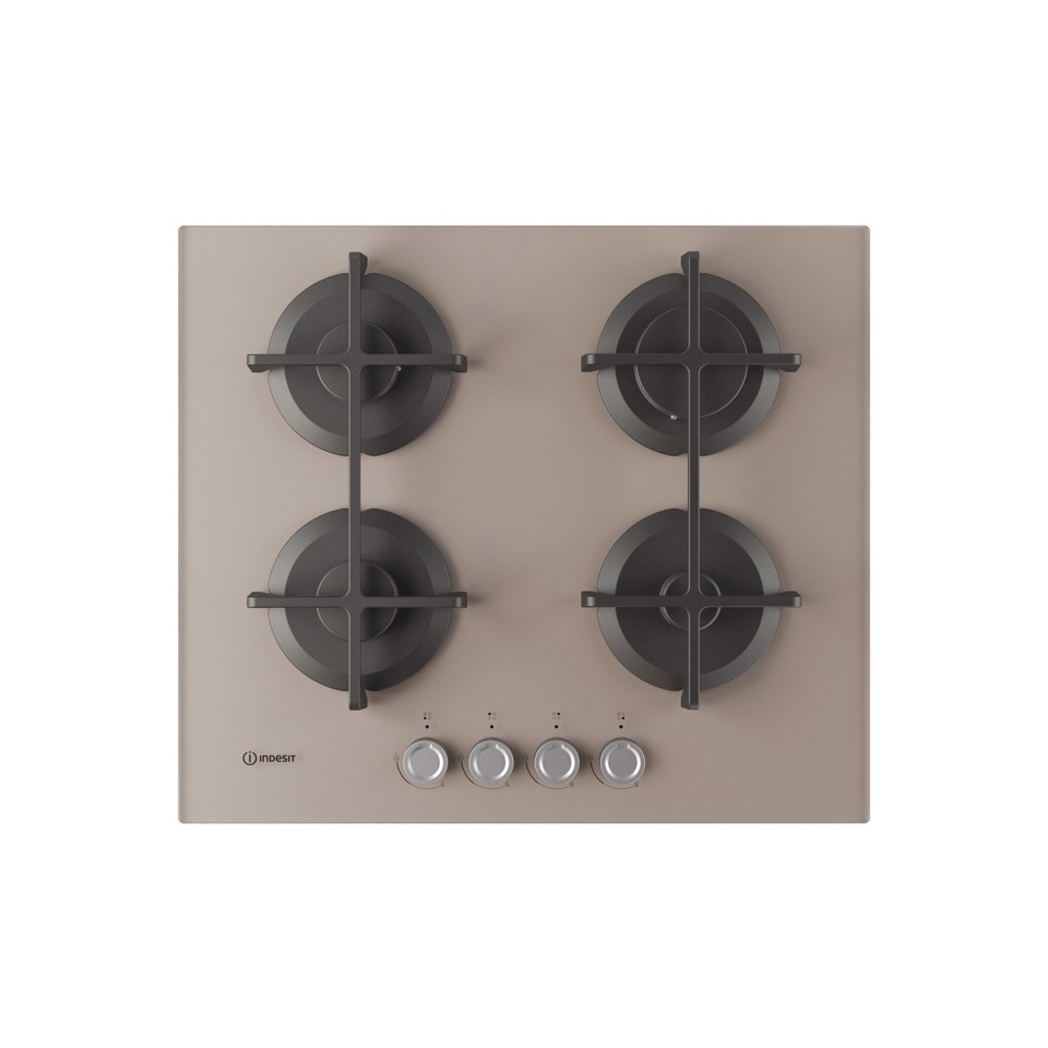 Indesit ING 61T/TD 1 piano gas vetro tortora 60cm 4 fuochi griglie in ghisa lavabili in lavastoviglie