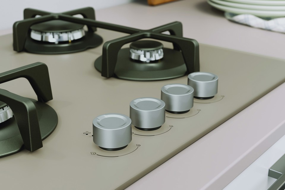 Indesit ING 61T/TD 1 piano gas vetro tortora 60cm 4 fuochi griglie in ghisa lavabili in lavastoviglie