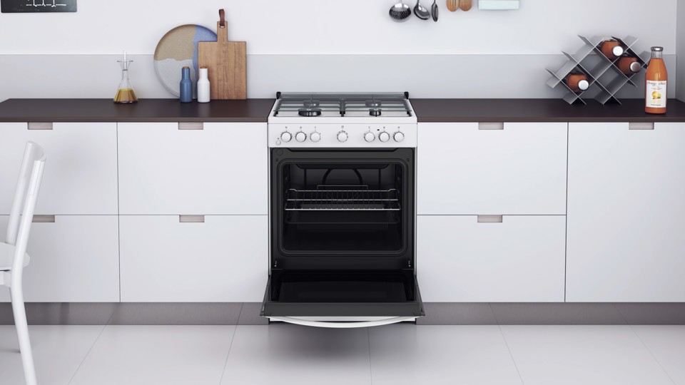 Indesit IS67G4PHW/E/1 Cucina Elettrico Gas Nero, Bianco A