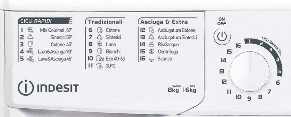 Indesit Lavasciuga a libera installazione EWDE 861483 W IT N - EWDE 861483 W IT N Made in Italy