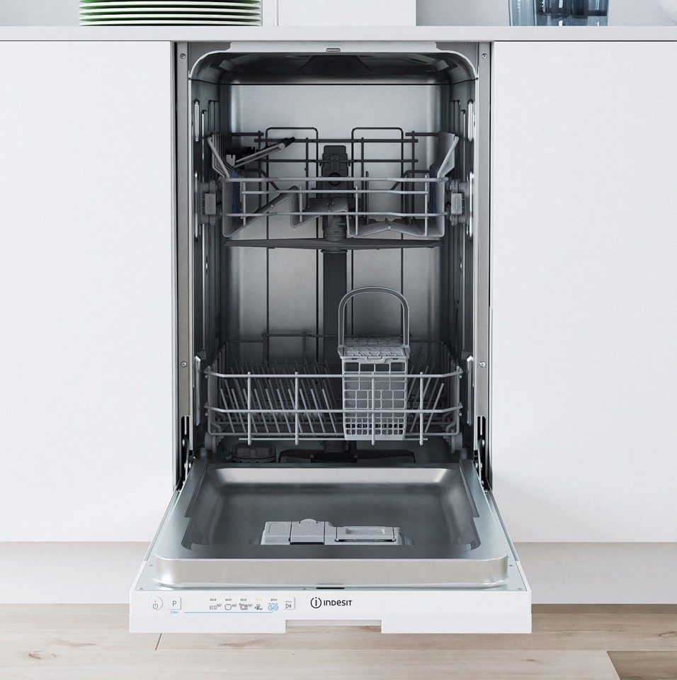 Indesit Lavastoviglie BI 45 cm classe E, 10 coperti, Push&Go, 46 dba