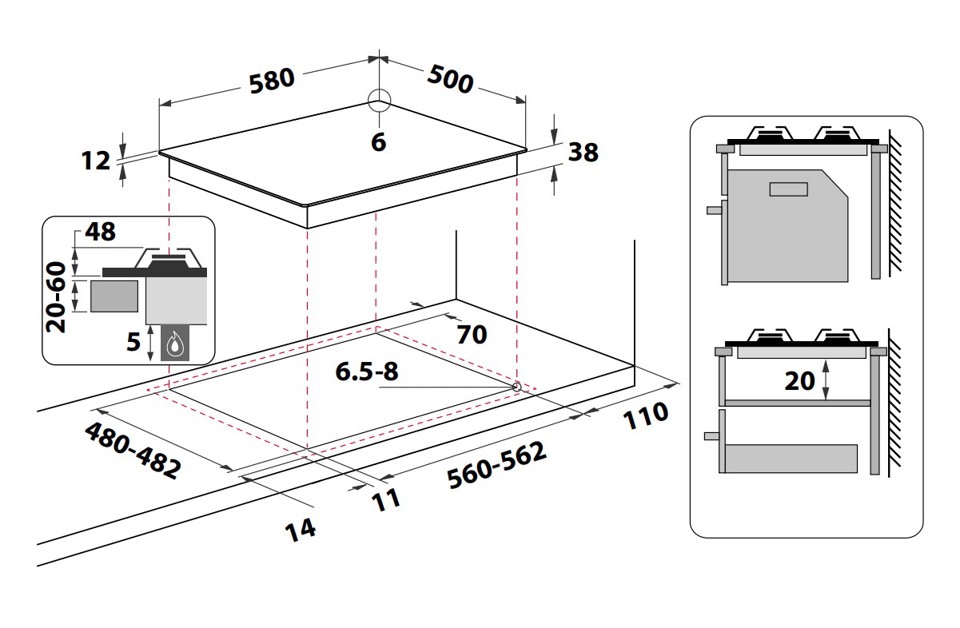 Indesit PAA 642 IX/I WE1 Acciaio inossidabile Da incasso 58 cm Gas 4 Fornello(i)