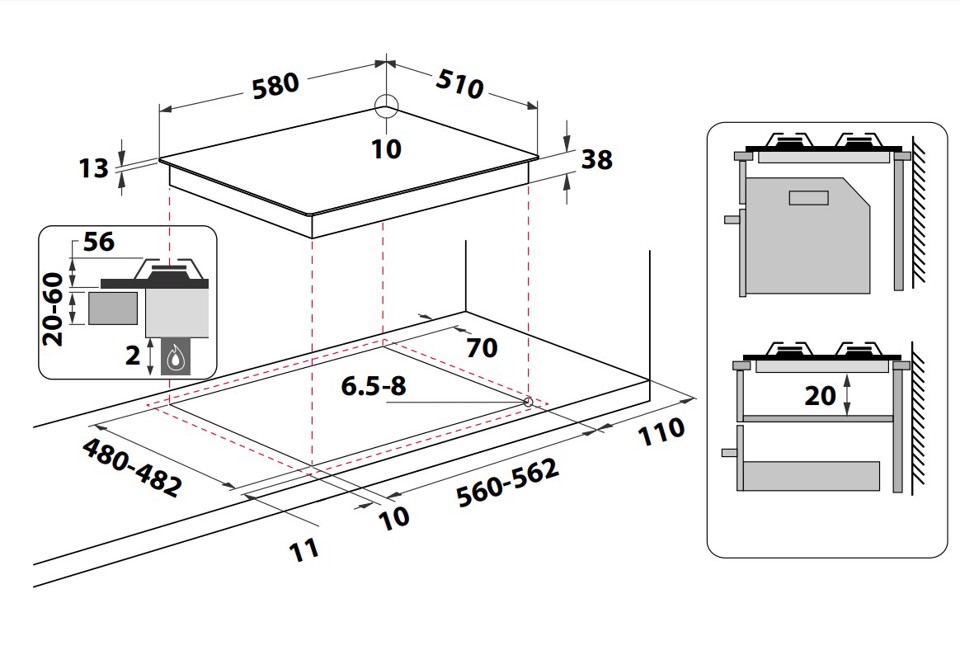 Indesit TH 642 /I (AN) Antracite Da incasso 58 cm Gas 4 Fornello(i)