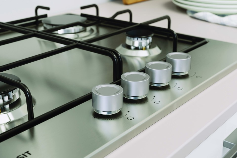 Indesit THP 642 IX/I 1 piano gas inox 60cm 4 fuochi griglie smaltate