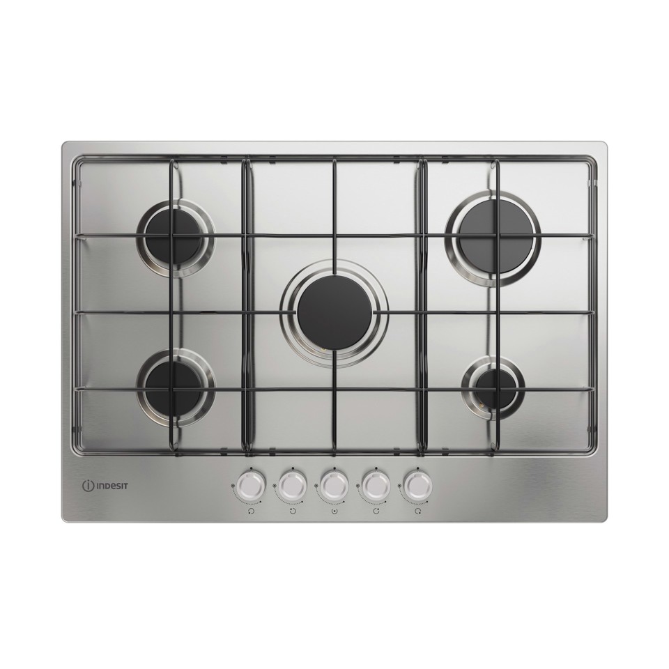 Indesit THP 752 IX/I 1 piano gas inox 75cm 5 fuochi griglie smaltate