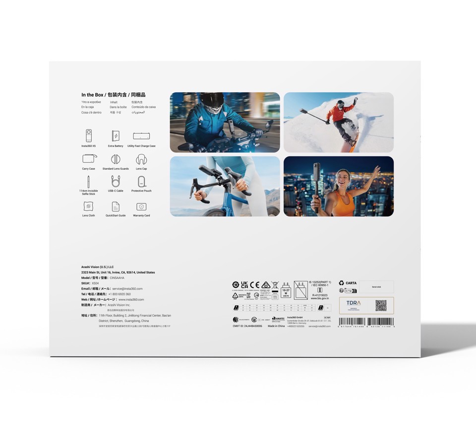 Insta360 X5 Bundle fotocamera per sport d'azione 72 MP 8K Ultra HD 25,4 / 1,28 mm (1 / 1.28") Wi-Fi 200 g