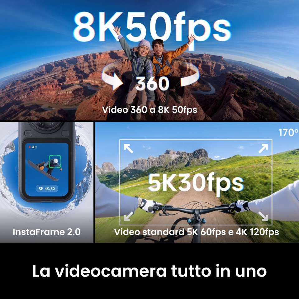 Insta360 X6 Standard Bundle fotocamera per sport d'azione 120 MP 8K Ultra HD 25,4 / 1,1 mm (1 / 1.1") Wi-Fi 195 g