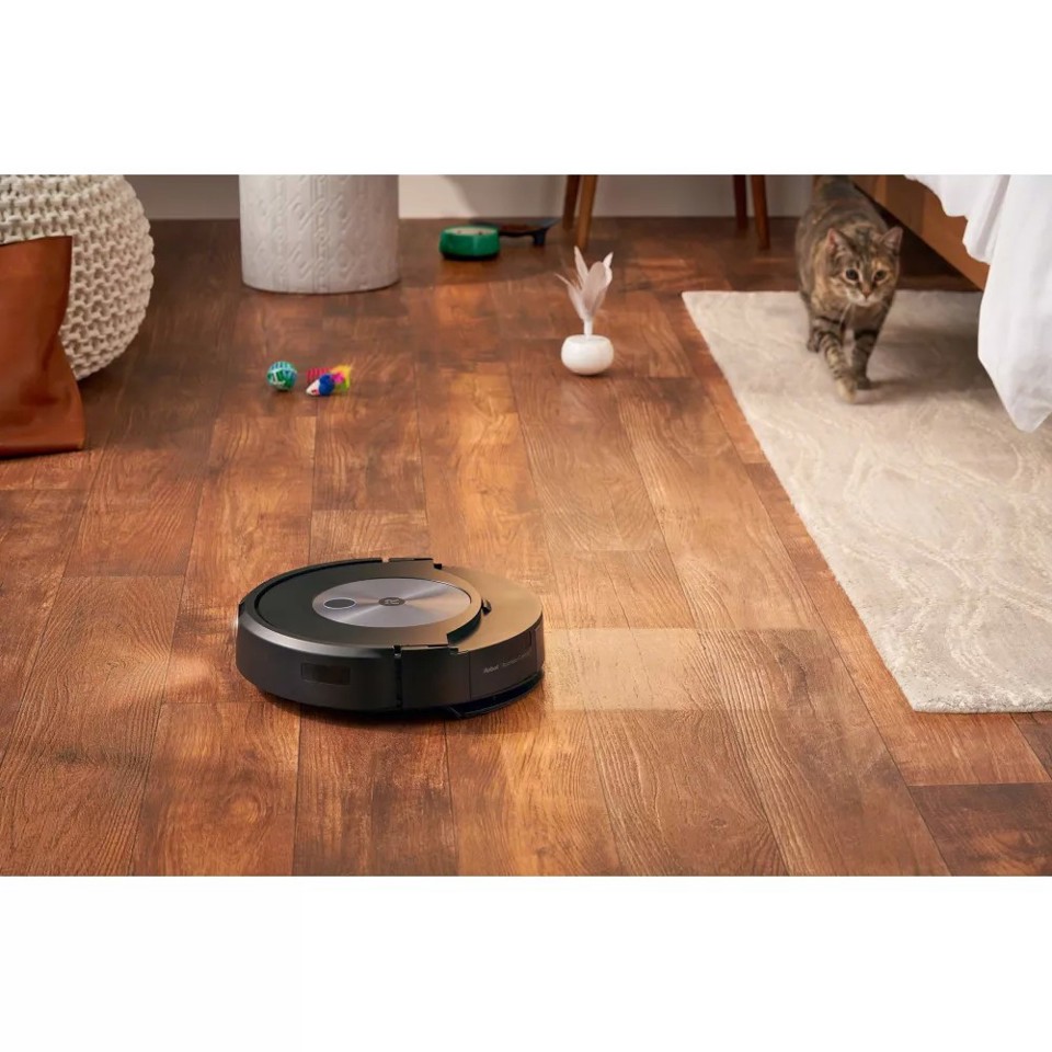 iRobot Roomba Combo j7+ aspirapolvere robot Senza sacchetto Nero, Acciaio inossidabile