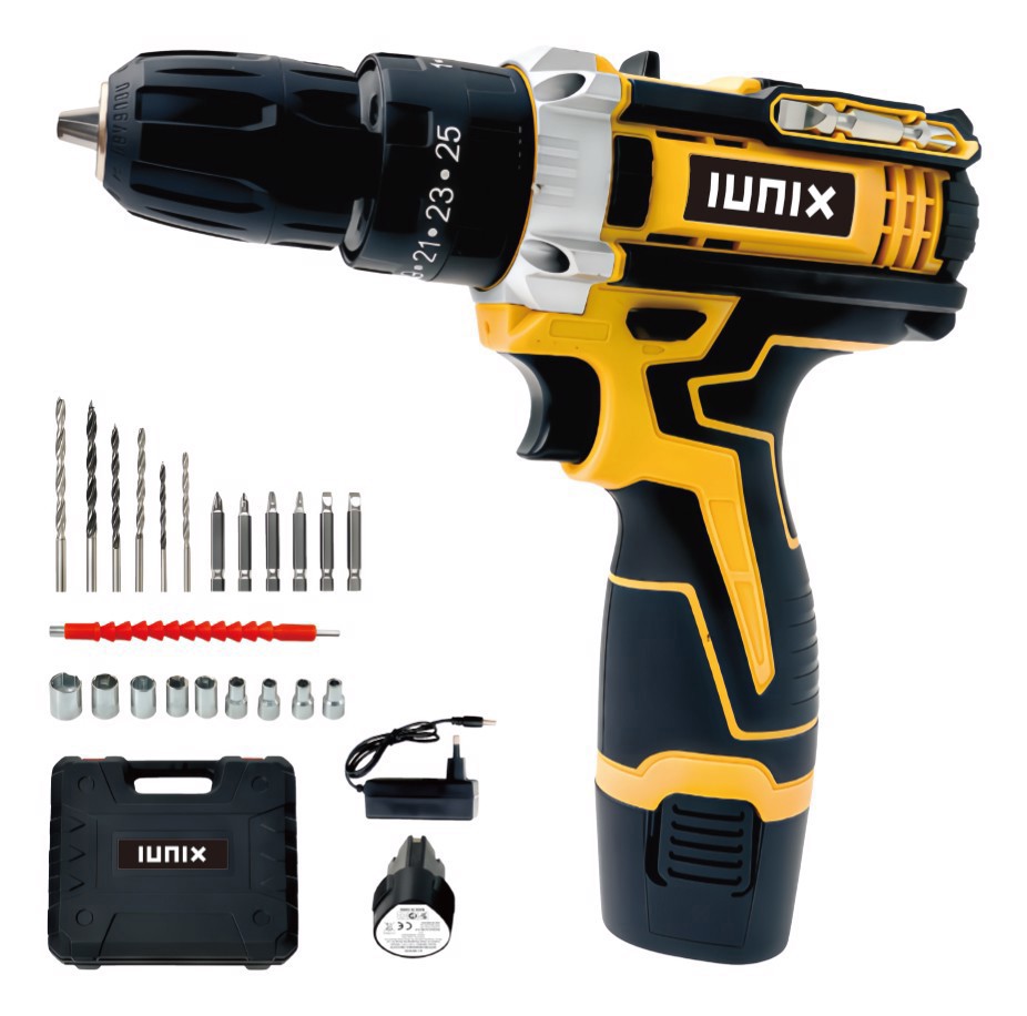 IUNIX XDVV07K cacciavite elettrico e avvitatore a impulso 1800 Giri/min Nero, Giallo