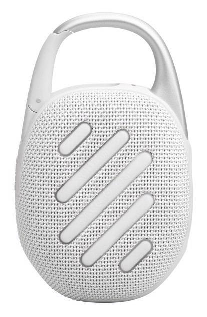 JBL Clip 5, Sistema audio portatile Waterproof e Dustproof con moschettone integrato, Bianco