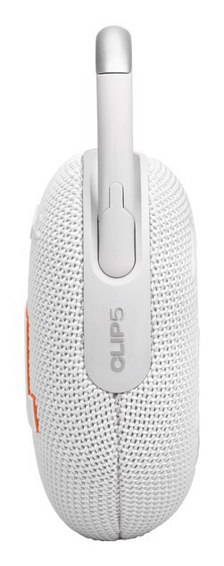 JBL Clip 5, Sistema audio portatile Waterproof e Dustproof con moschettone integrato, Bianco