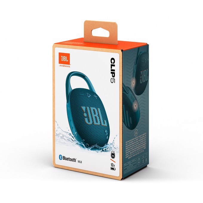 JBL Clip 5 Sistema audio portatile Waterproof e Dustproof con moschettone integrato, Blu