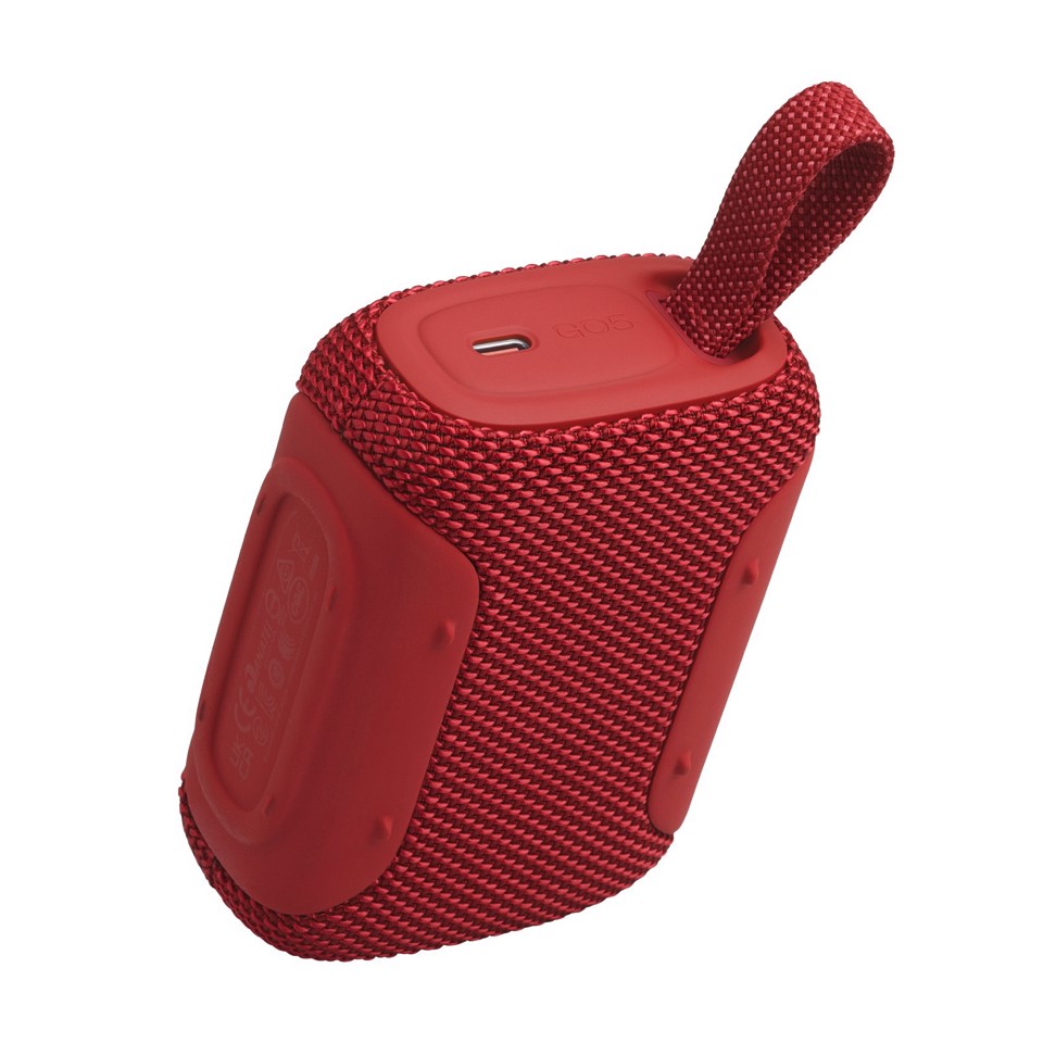 JBL GO 5 Speaker Bluetooth ultra‑portatile con potente Pro Sound e bassi incisivi, pairing AirTouch, design impermeabile, 10 ore di autonomia, Rosso