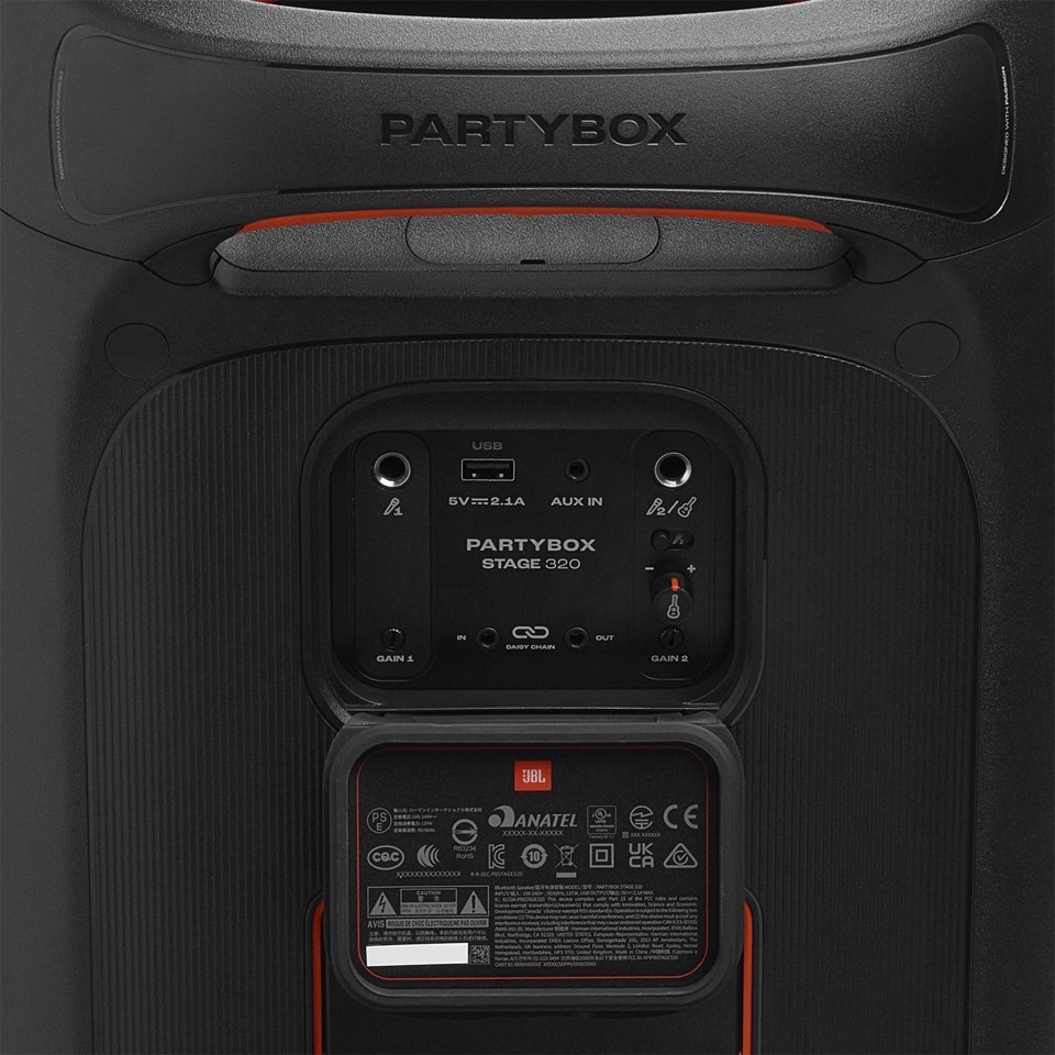 JBL PartyBox STAGE 320 Speaker Wireless Bluetooth Portatile per feste con giochi di luce 240 W, Nero