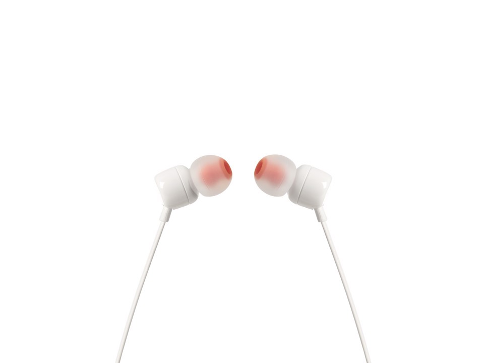 JBL Tune 110, Intra-auricolari con cavo, con comando/microfono, Bianco