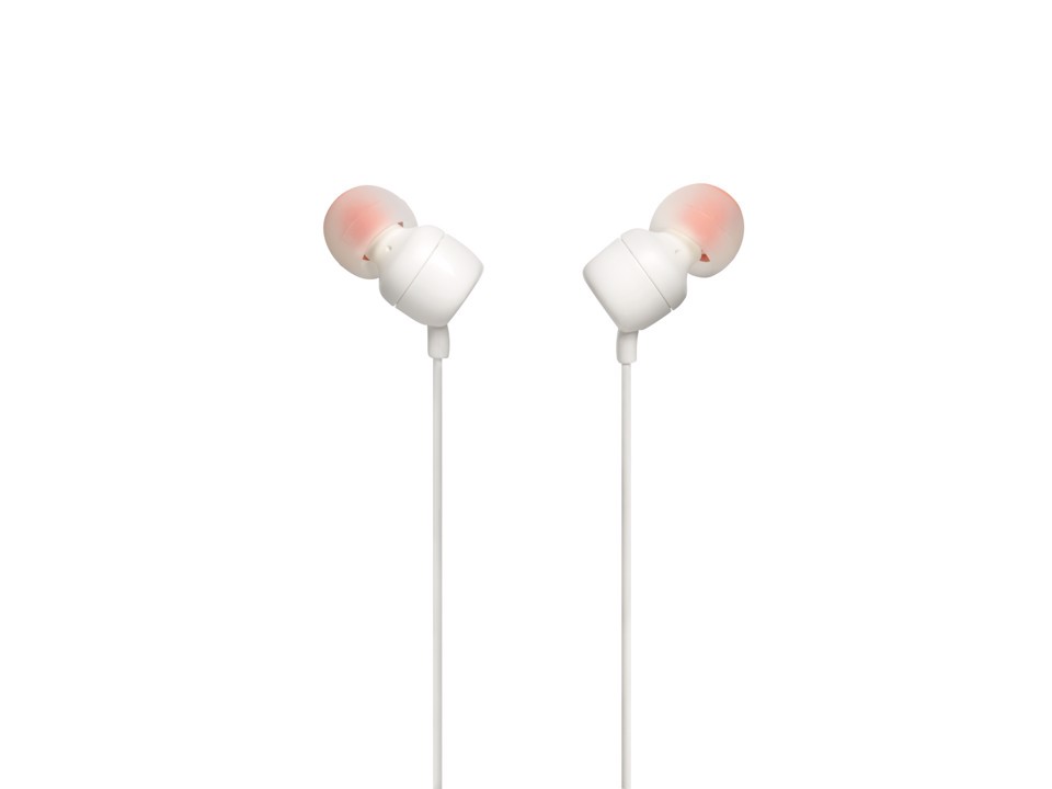 JBL Tune 110, Intra-auricolari con cavo, con comando/microfono, Bianco