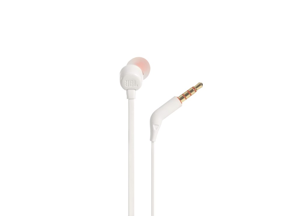 JBL Tune 110, Intra-auricolari con cavo, con comando/microfono, Bianco