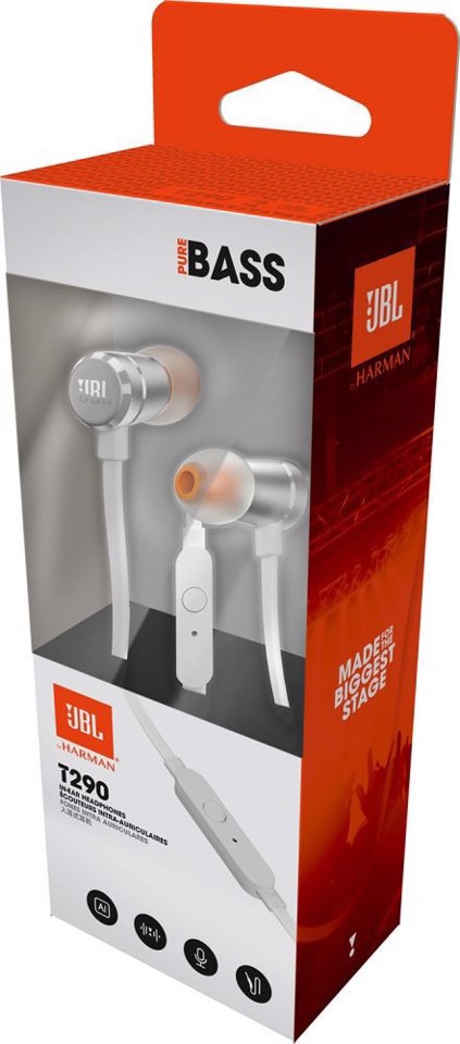 JBL Tune 290 Auricolare Cablato In-ear Musica e Chiamate Argento