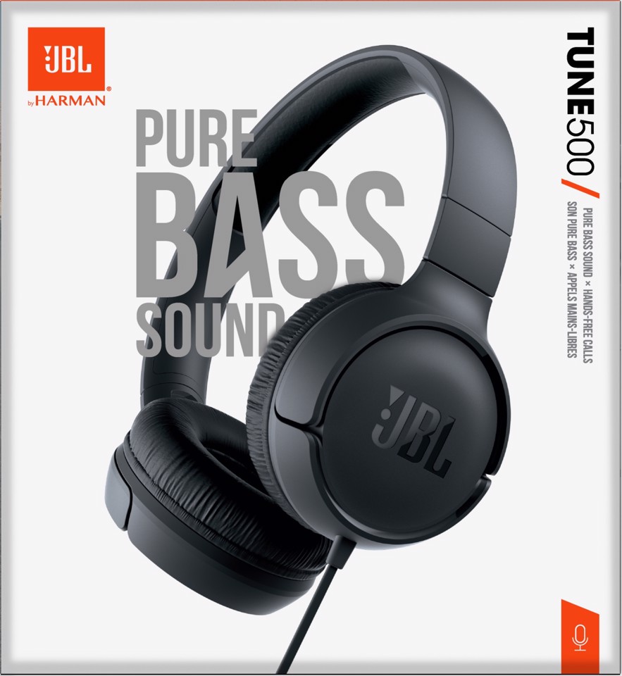 JBL Tune 500 Cuffie Sovraurali con Microfono e Comando Remoto ad 1 Pulsante, Nero