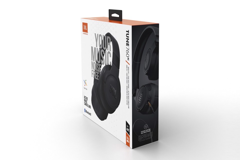 JBL Tune 760 NC, Cuffie Over-Ear Wireless Bluetooth con Cancellazione Attiva del Rumore, Nero