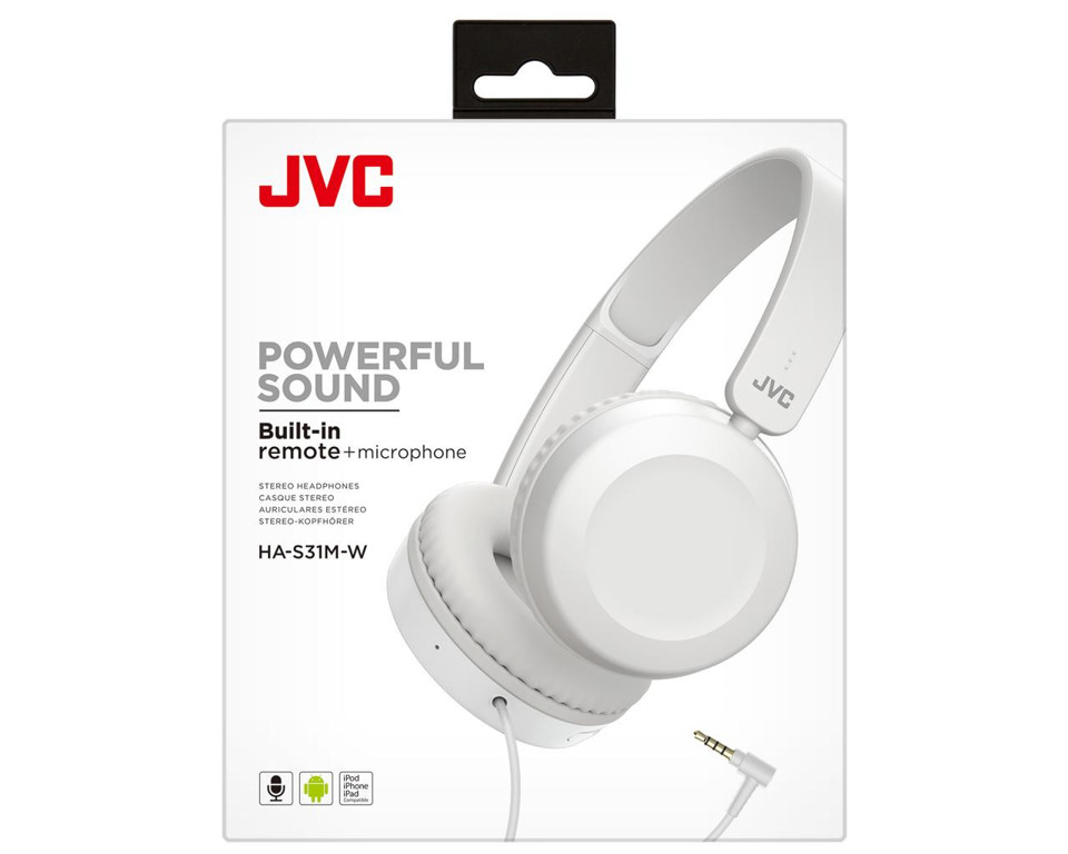 JVC HA-S31M-W Cuffia Padiglione auricolare Connettore 3.5 mm Bianco
