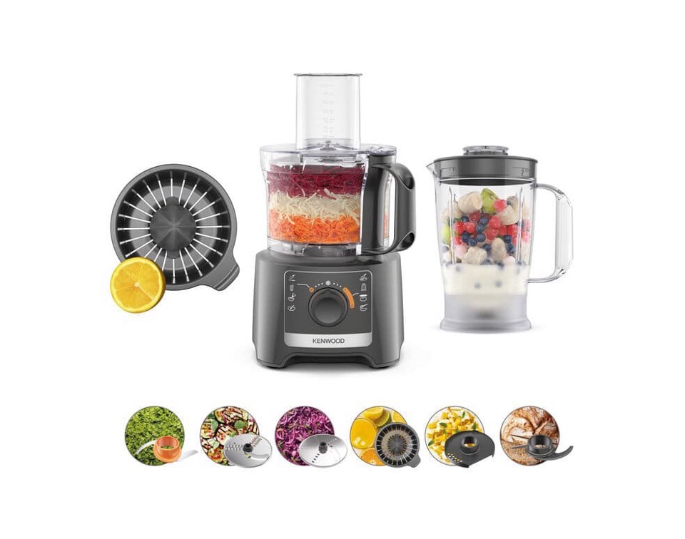 Kenwood MultiPro Compact - Robot da cucina, Lama per tagliare in acciaio inox, 2,1L, 800W, Grigio (FDP31.360GY)