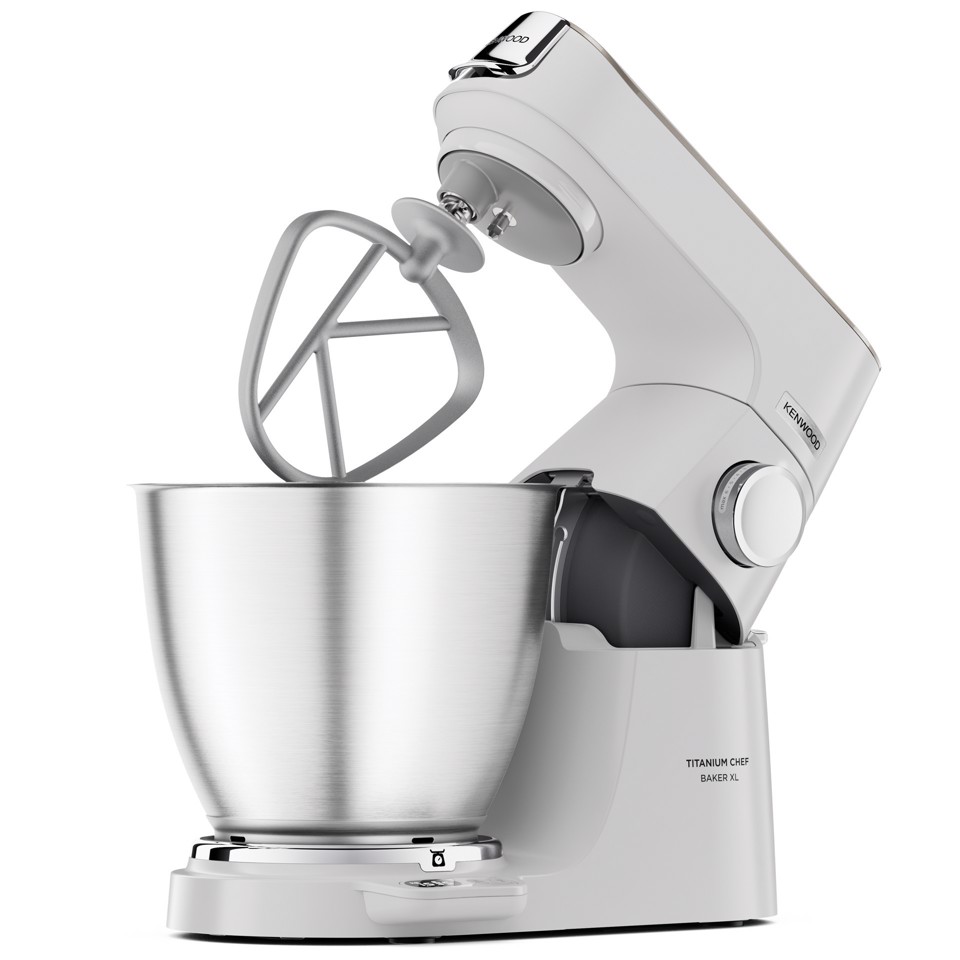 Kenwood Titanium Chef Baker XL Lite - Impastatrice planetaria, 3 ganci e fruste,1200W, 7L, Bianco (KVL65.001WH)