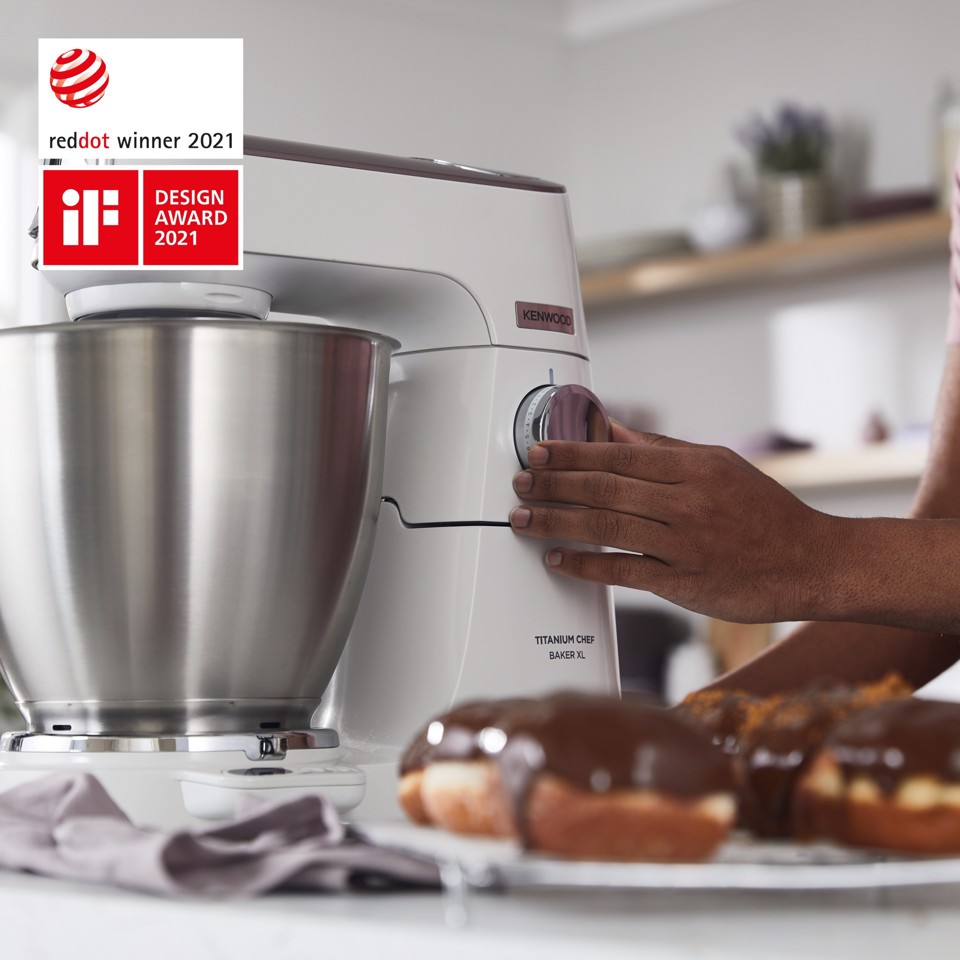 Kenwood Titanium Chef Baker XL Lite - Impastatrice planetaria, 3 ganci e fruste,1200W, 7L, Bianco (KVL65.001WH)