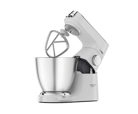 Kenwood Titanium Chef Baker XL Lite - Impastatrice planetaria, 3 ganci e fruste,1200W, 7L, Bianco (KVL65.001WH)