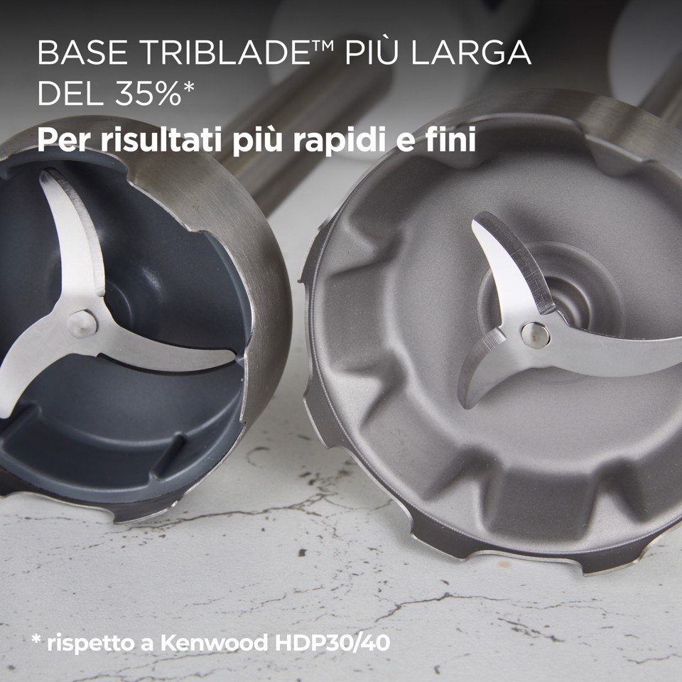 Kenwood Triblade XL+ - Frullatore ad immersione, Asta removibile in acciaio inox, 1000 W, Grigio (HBM60.307GY)