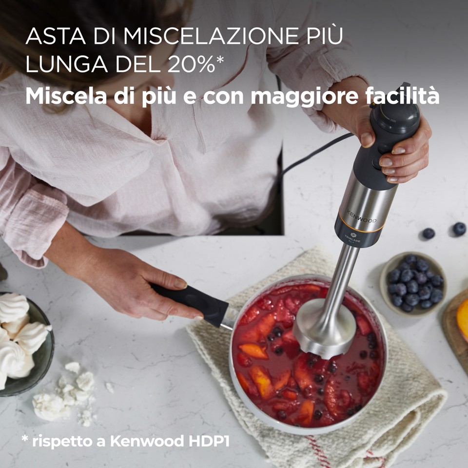 Kenwood Triblade XL+ - Frullatore ad immersione, Asta removibile in acciaio inox, 1000 W, Grigio (HBM60.307GY)