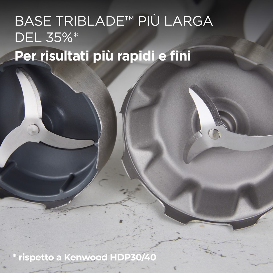 Kenwood Triblade XL - Frullatore ad immersione, Asta removibile in acciaio inox, 850 W, Bianco (HBM40.306WH)