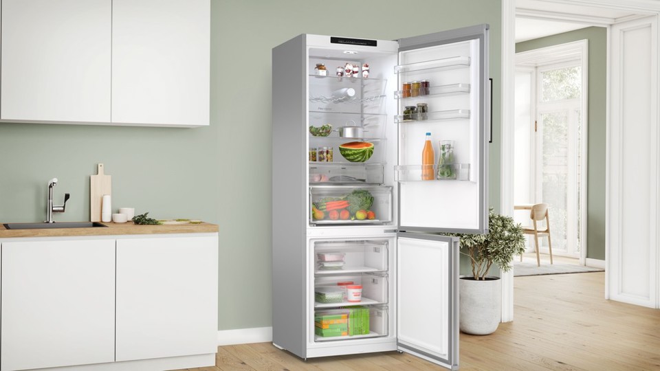 KGN492LAF Serie 4 Frigorifero Combinato da libera installazione 203 x 70 cm Metal look Classe A
