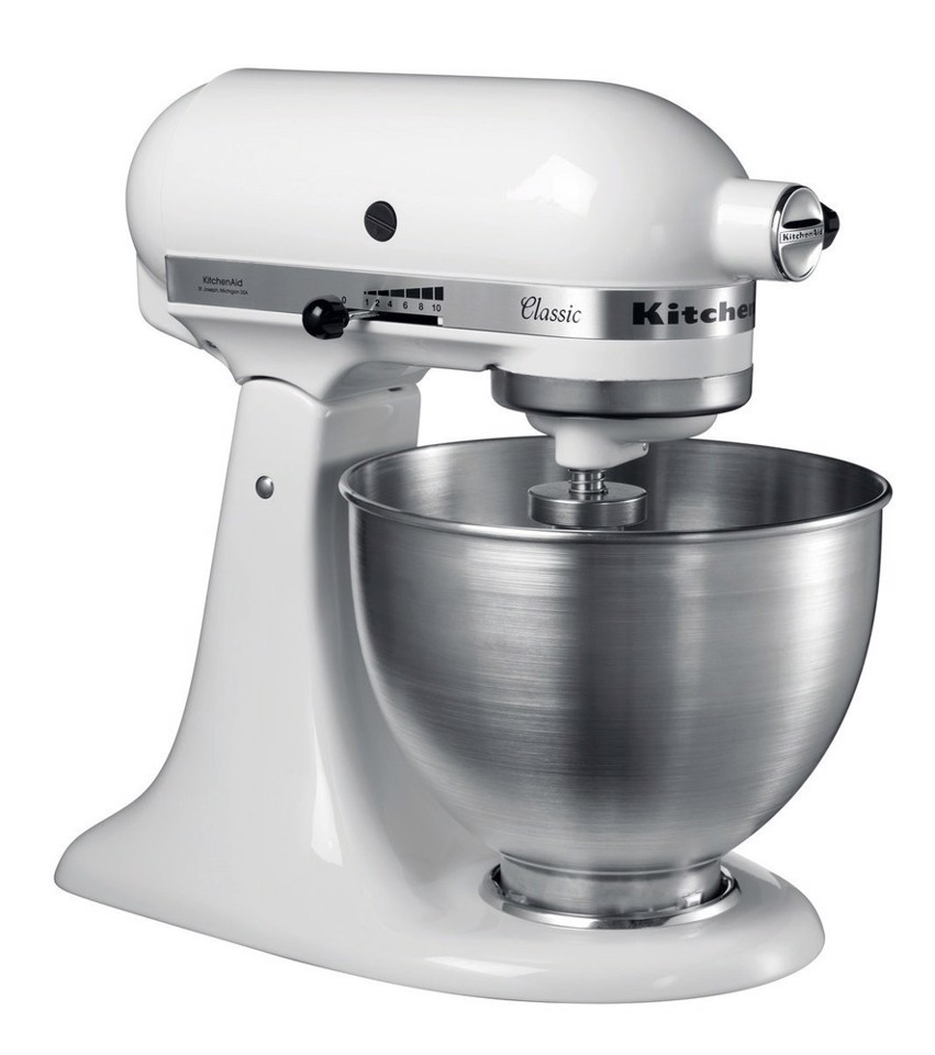 KitchenAid 5K45SSEWH Sbattitore con base 275 W Metallico, Bianco
