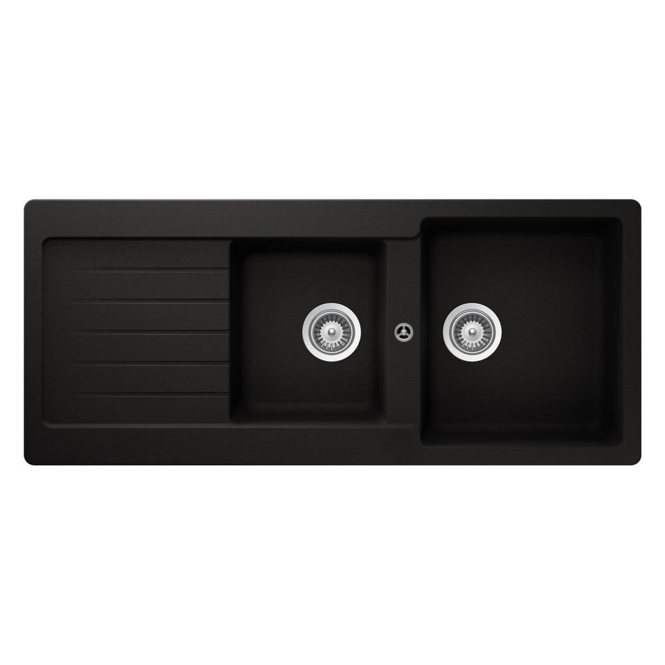 LAVELLO 116X50 2 VASCHE + GOCC. NERO OPACO
