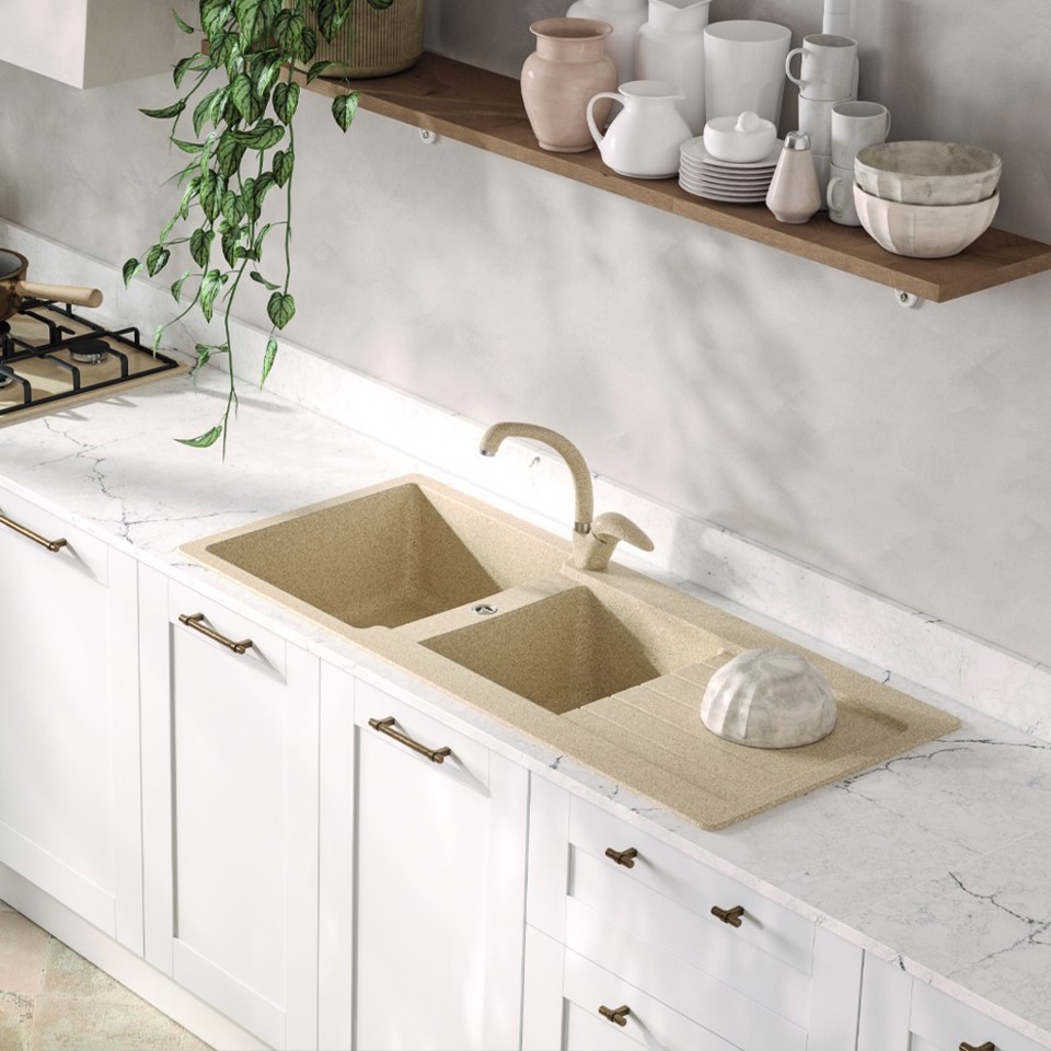 LAVELLO 116X50 2 VASCHE + GOCC.AVENA