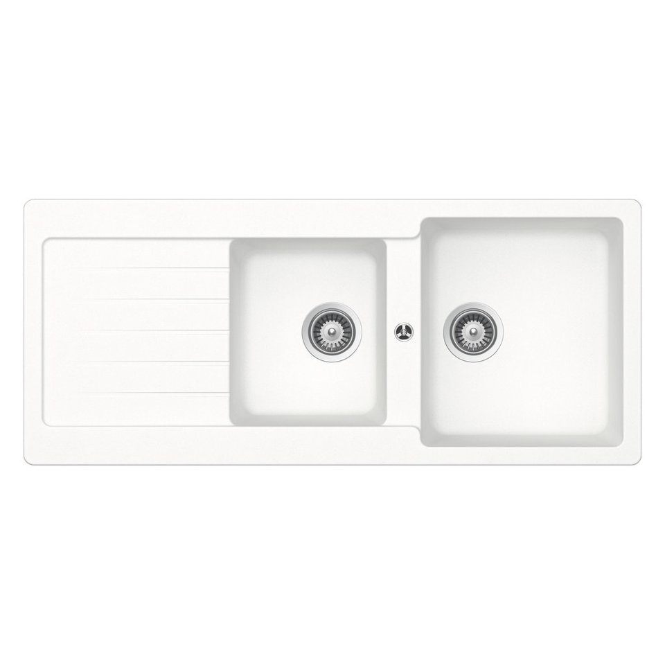LAVELLO 116X50 2 VASCHE + GOCC.BIANCO OPACO